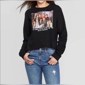 Friends Black Crew Neck Long Sleeve Graphic Holiday Sweatshirt #1114